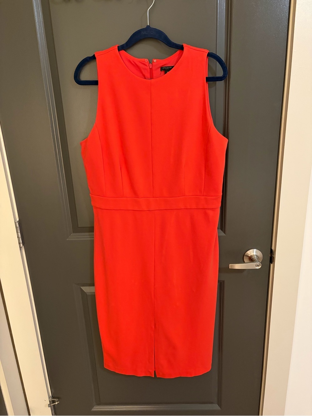 Ann Taylor Orange/Pink Sleeveless Sheath Midi Dress